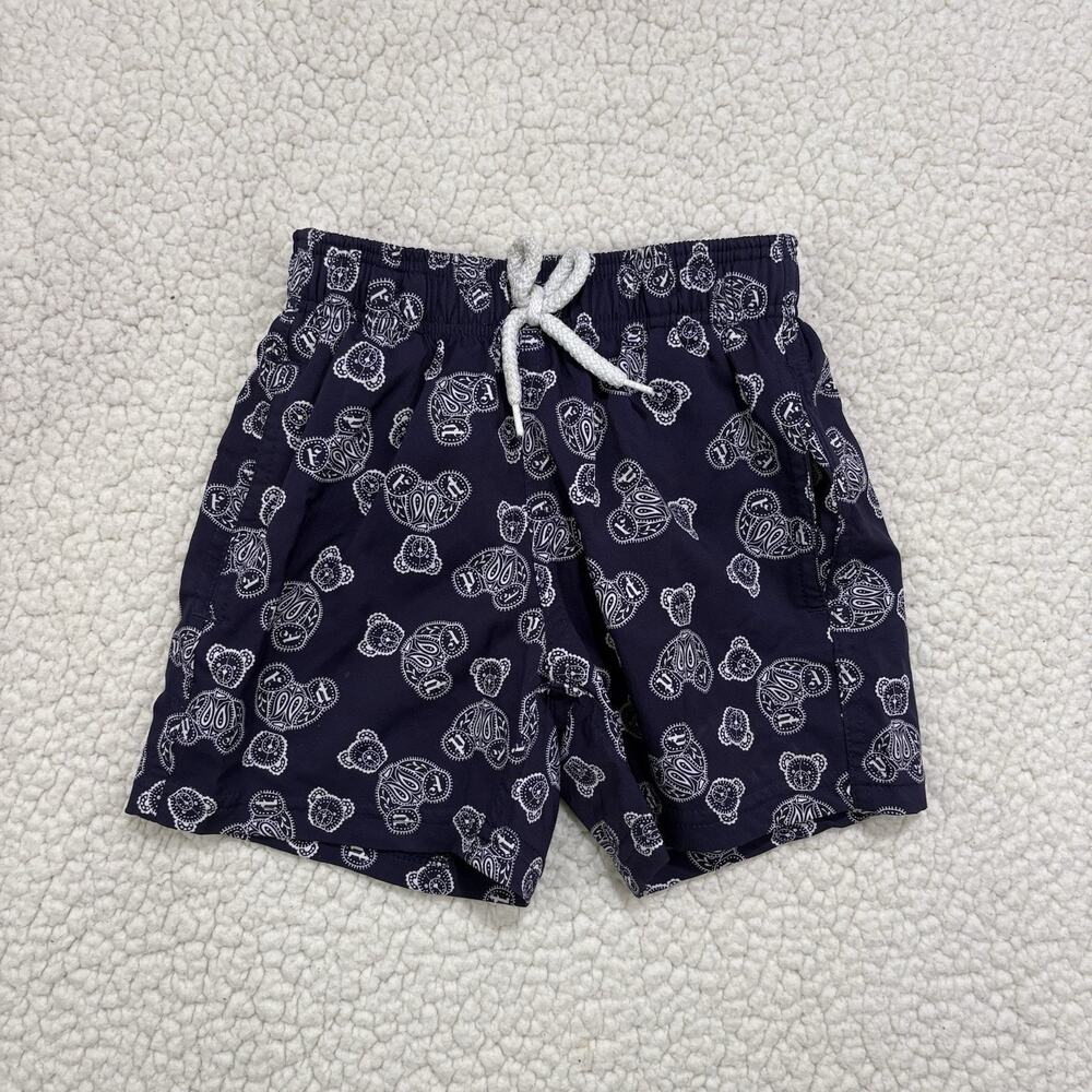 Vilebrequin x Palm Angels Youth Boys Swim Trunks Size 4 Navy White Teddy Bears